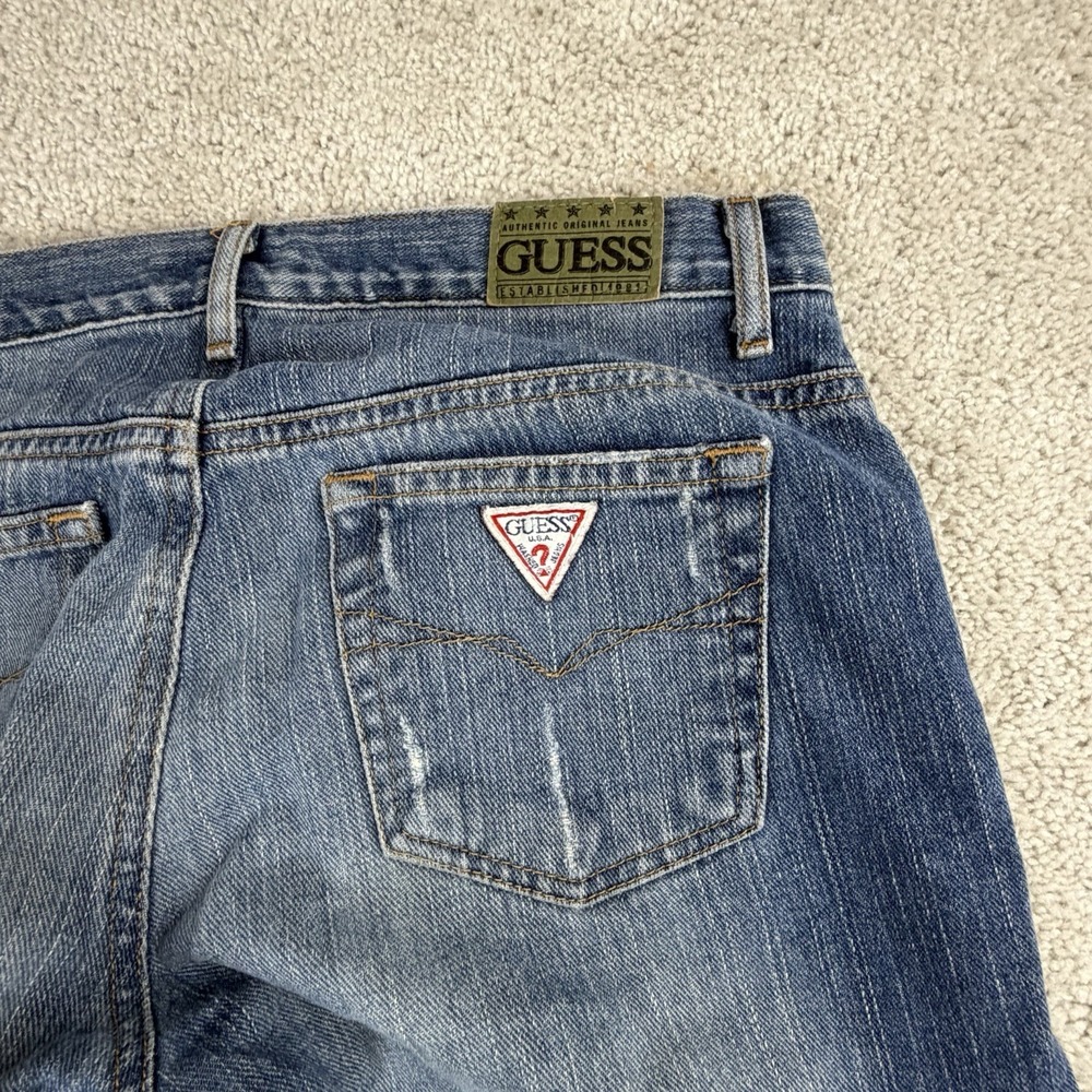 GUESS Womens Daredevil Boot Low Rise Stretch Denim Blue Jeans Y2K | Size 28 - Picture 8 of 8